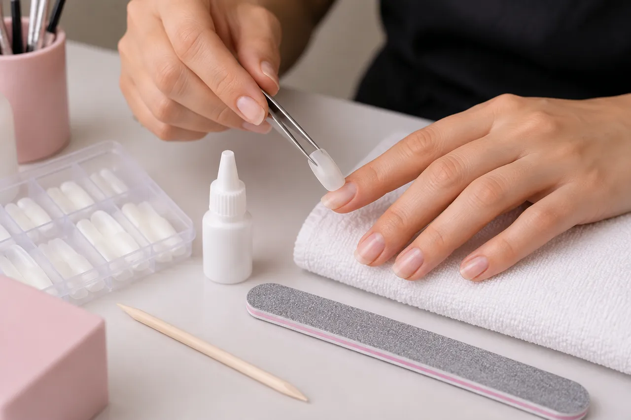 aplicare tipsuri clasice acasă pentru extensii de unghii