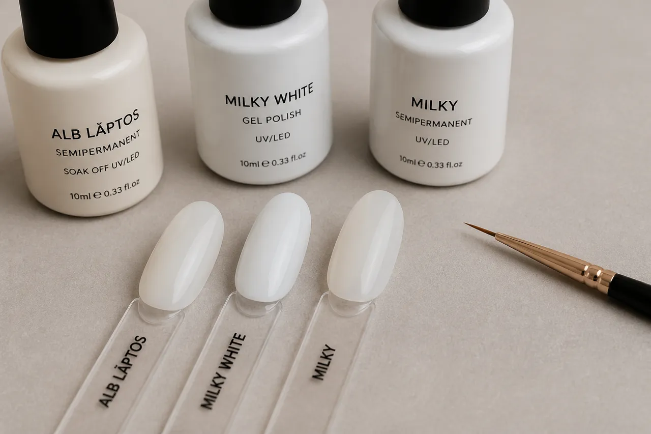 diferența dintre alb lăptos milky white și milky la oja semipermanentă