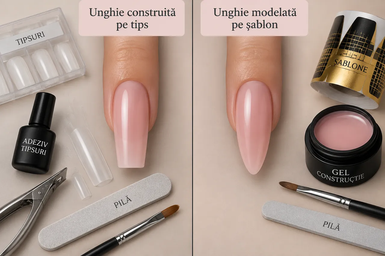 tipsuri versus șablon pentru extensii de unghii acasă